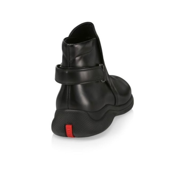 Prada Brushed Leather Ankle Chelsea Boot with Adjustable Back Strap Black Size 6 - Picture 2 of 16